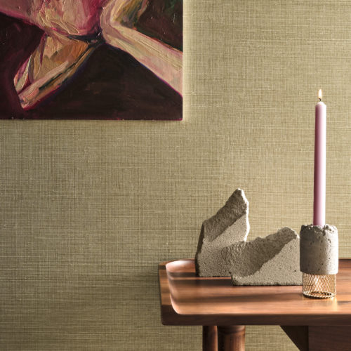 In this setting, Omexco brings texture with its Virginia’s Garden collection, where a soft green wallpaper adds serenity and a contemporary touch.